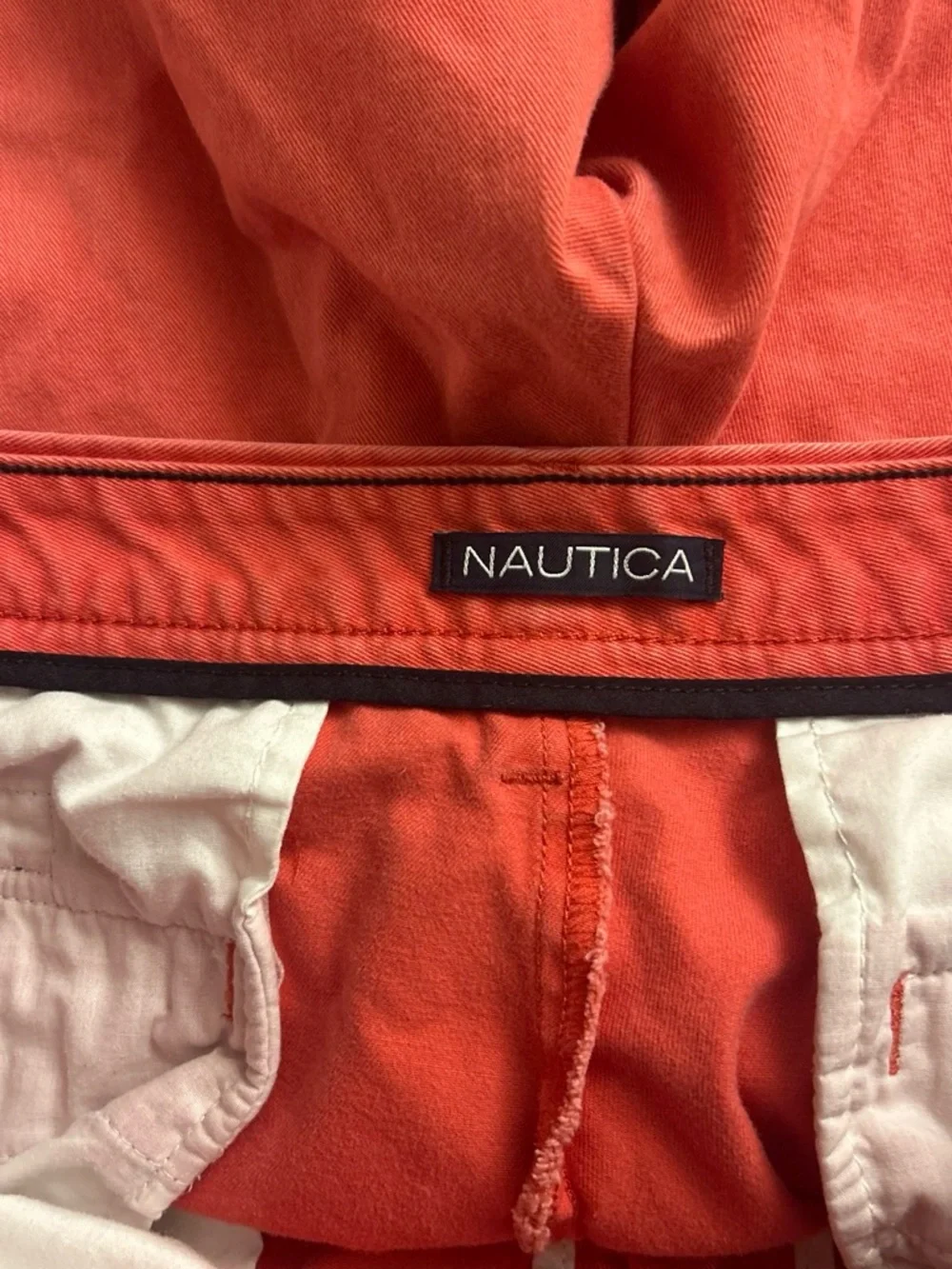 Nautica Men's Orange Flat-Front Casual Shorts